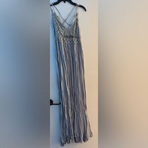 Pink Lily Maxi with Lace Detail Top in Gray